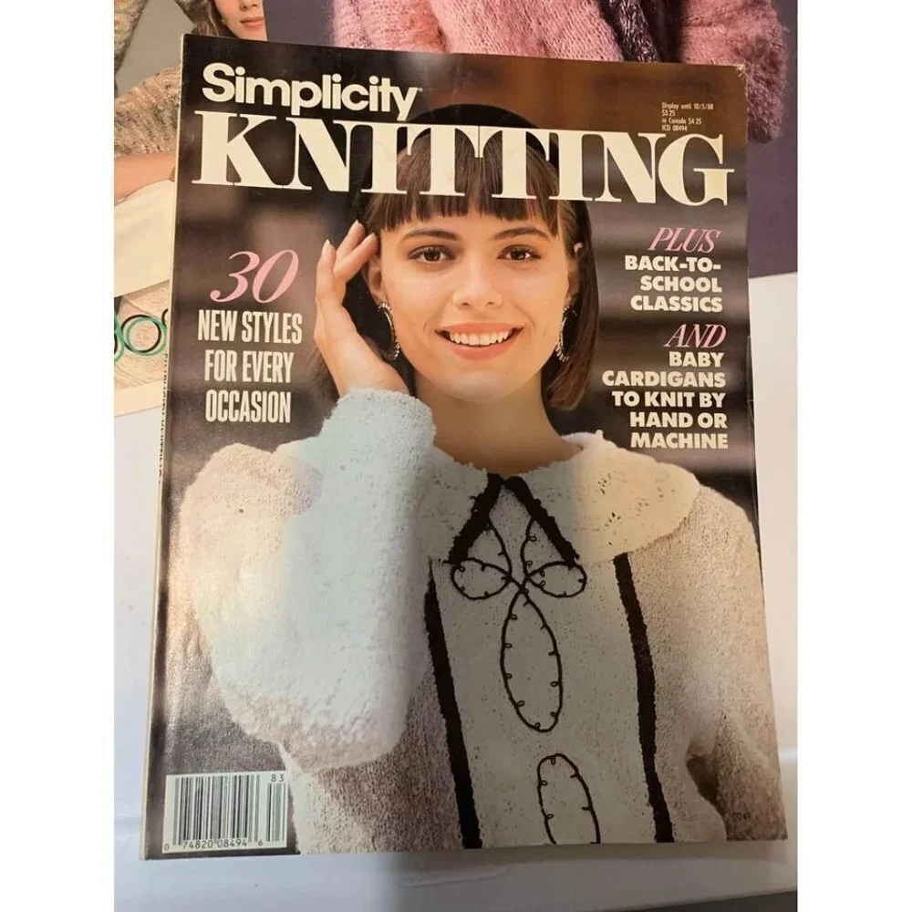 Vintage 1988 Simplicity Knitting Magazine + 2 Vintage Patterns